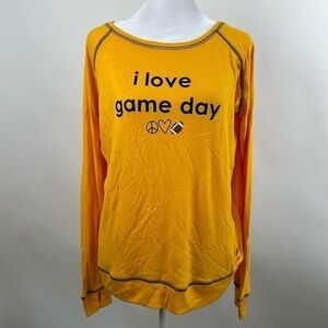 Peace Love World Yellow “I Love Game Day” Long Sleeve T-shirt Size XS